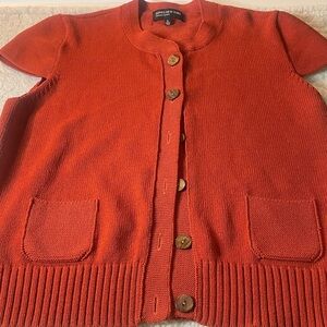 Jones New York XL Burnt Orange short sleeve button-down Cardigan with Pockets